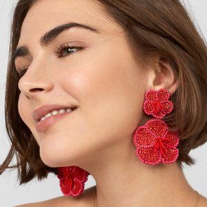 BaubleBar Red & Pink Rosa Flower Drop Earrings